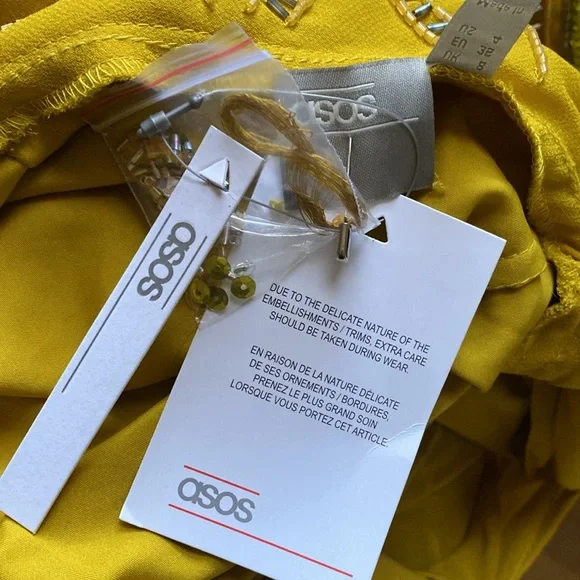 ASOS BEADED SPECIAL OCCASION LONG SLEEVE DRESS OPEN BACK 4 NEW - Picture 2 of 11